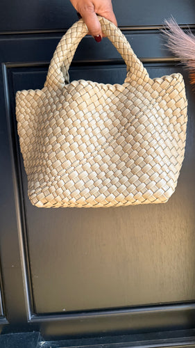 Taupe Leather Weave Bag