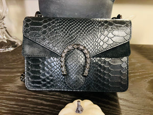 Gunmetal & Python Embossed Purse