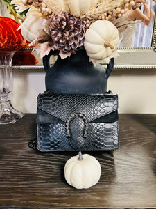 Gunmetal & Python Embossed Purse