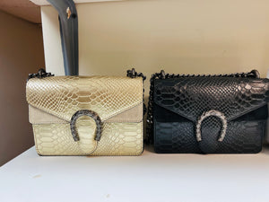 Gunmetal & Python Embossed Purse