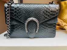 Load image into Gallery viewer, Gunmetal &amp; Python Embossed Purse