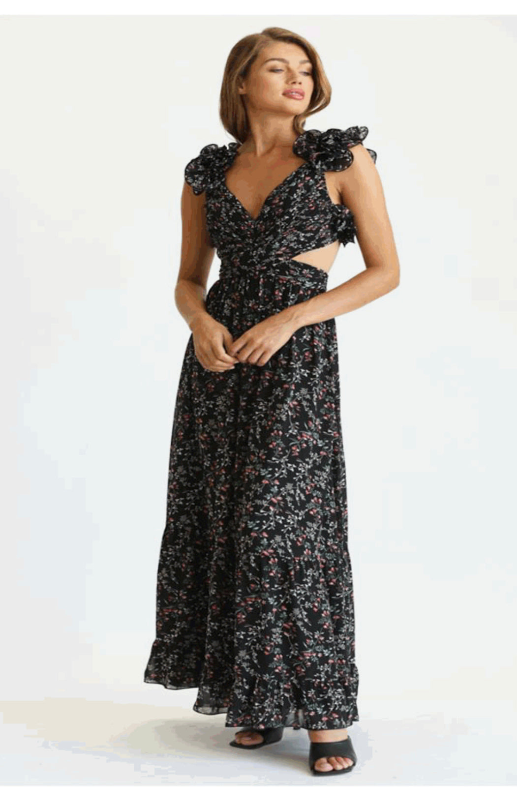 FLORAL CUT OUT MAXI DRESS